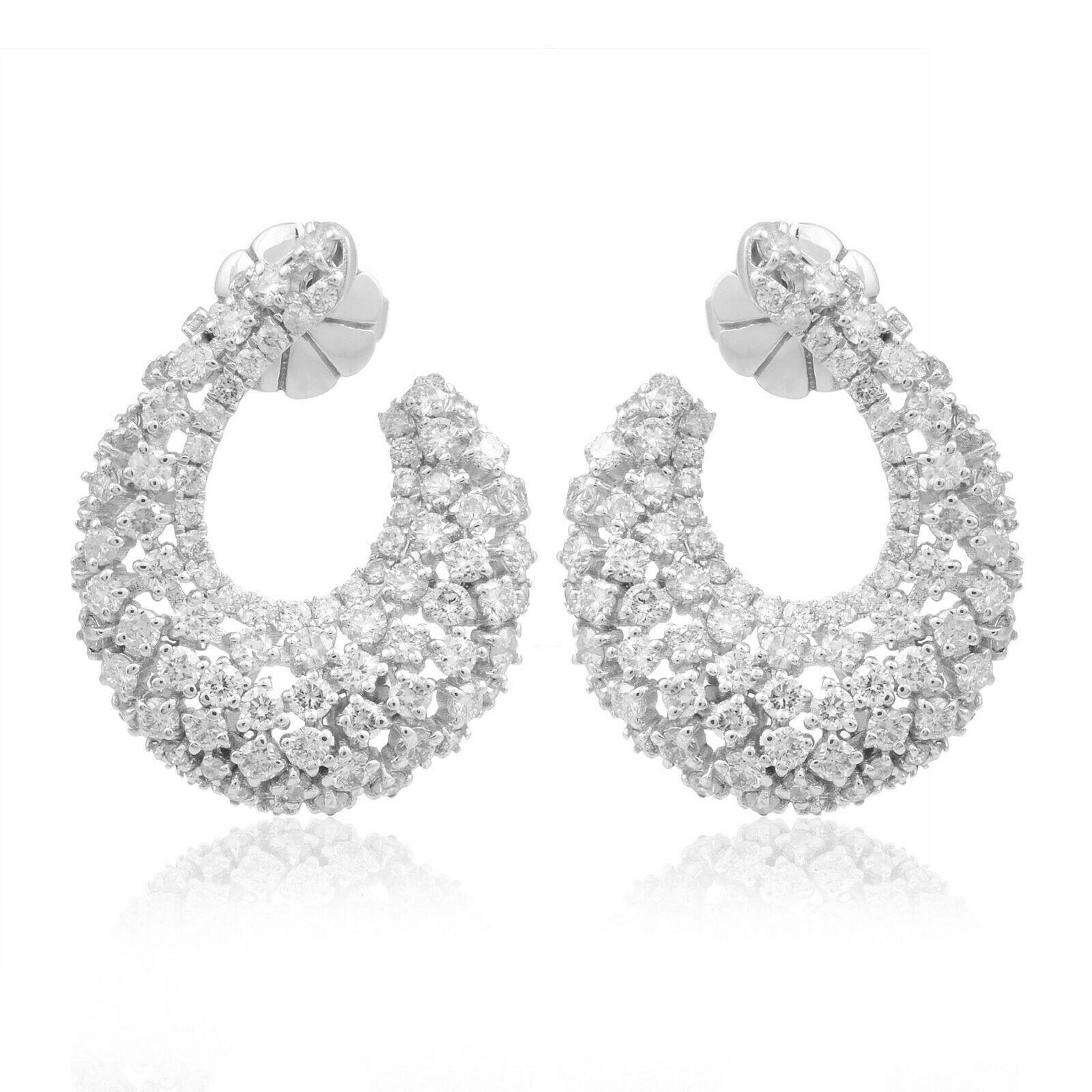 Mixed Cut 2.40 Carat Diamond 18 Karat White Gold Earrings For Sale
