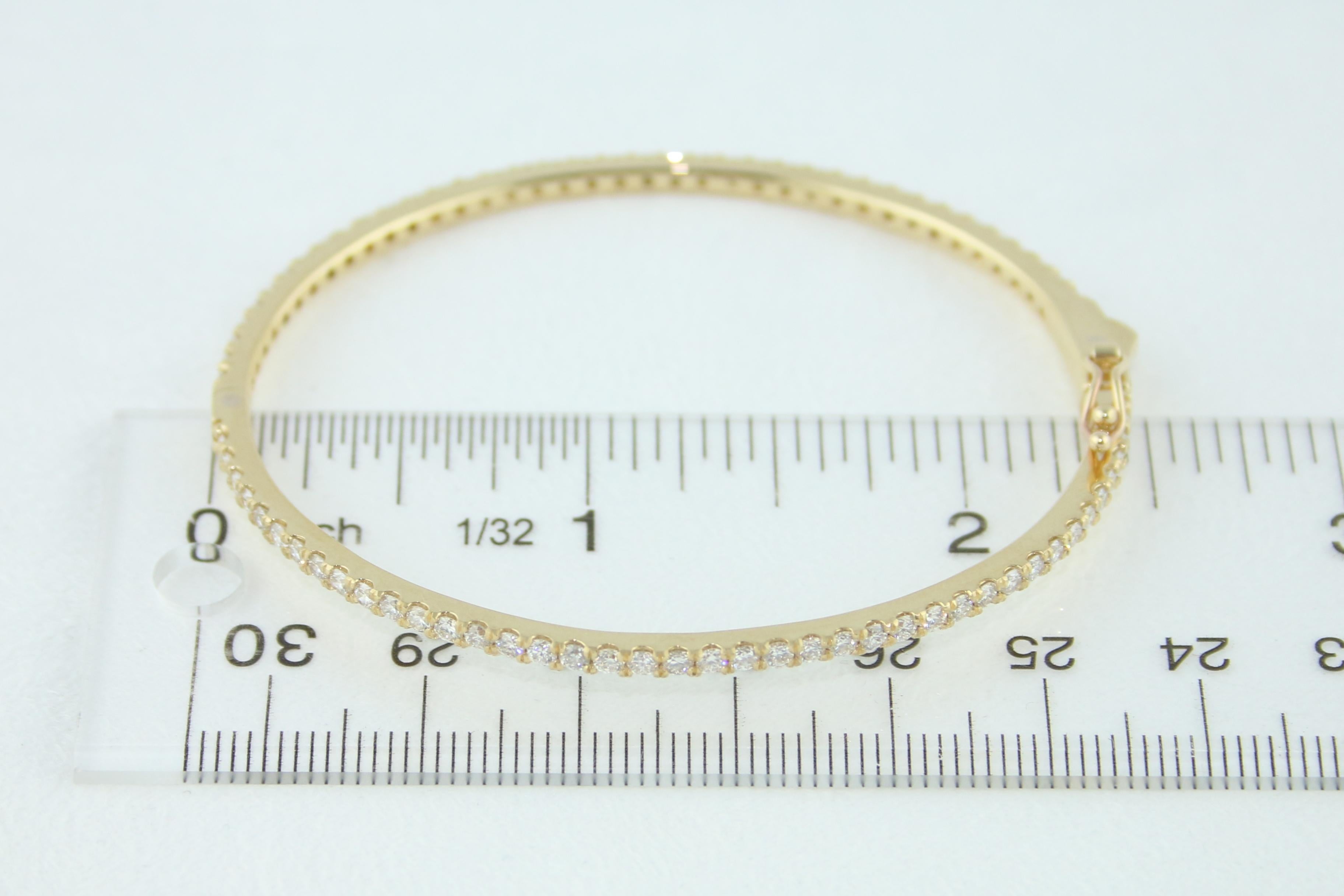 2.40 Carat Diamond All Around Gold Bangle Bracelet For Sale 3