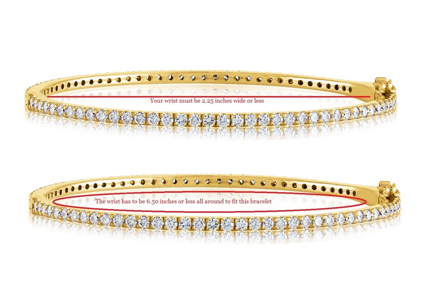 Taille ronde Bracelet jonc en or entièrement entouré de diamants de 2,40 carats en vente