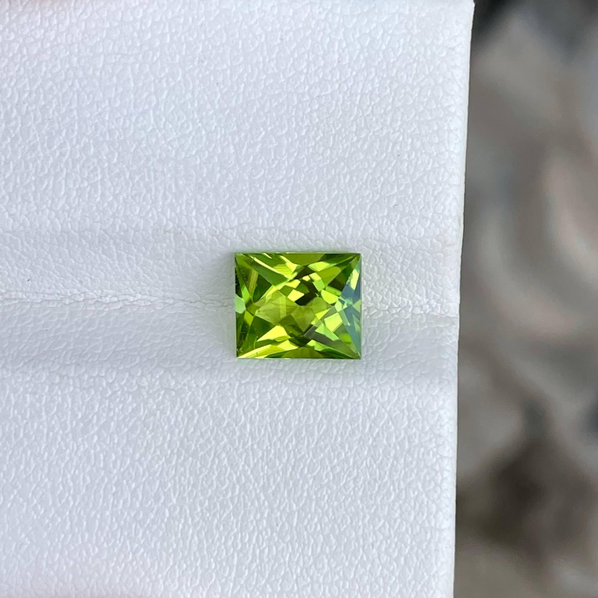 Poids 2,40 carats 
Dimensions 8.4x7.1x5.1 mm
Traitement aucun 
Origine : Pakistan 
Clarté VVS
Forme rectangulaire
Ciseaux de coupe




La pierre péridot vert de 2,40 carats est une pierre précieuse naturelle pakistanaise captivante, réputée pour sa