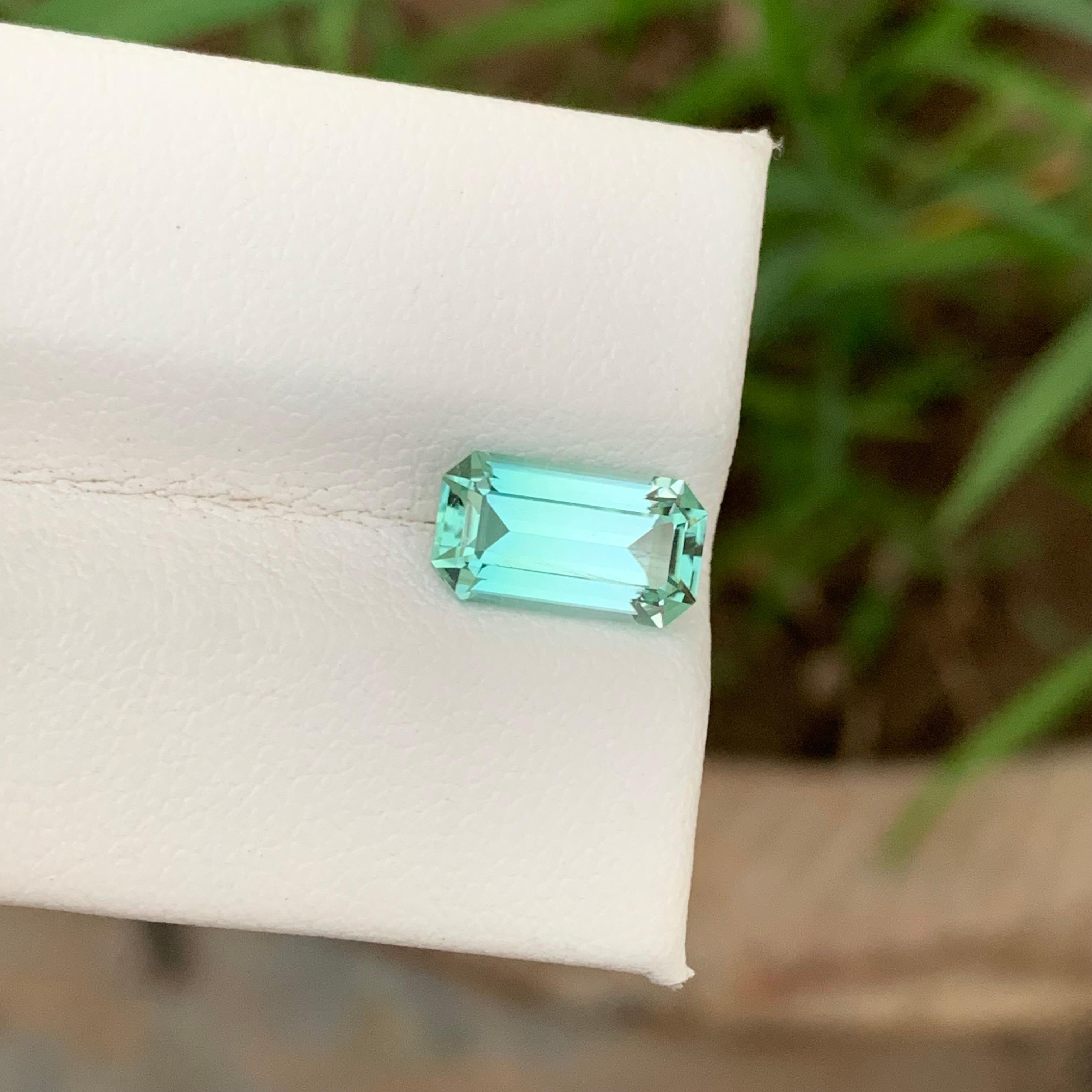 2.40 Carats Loupe Clean Loose Mint Seafoam Tourmaline Emerald Shape Afghan Mine en vente 8