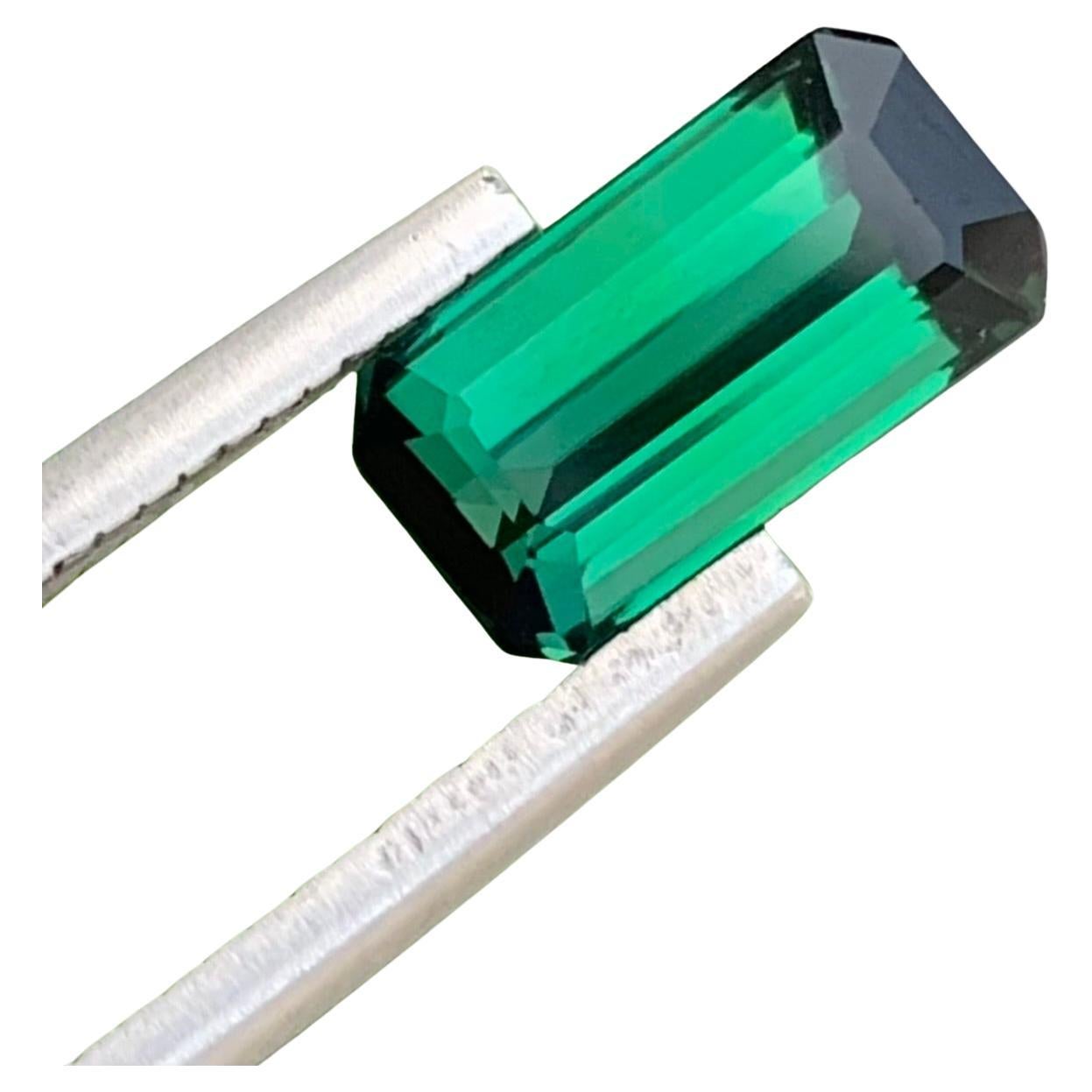 2.40 Carats Natural Loose Green Tourmaline With Lagoon Shade Emerald Shape For Sale