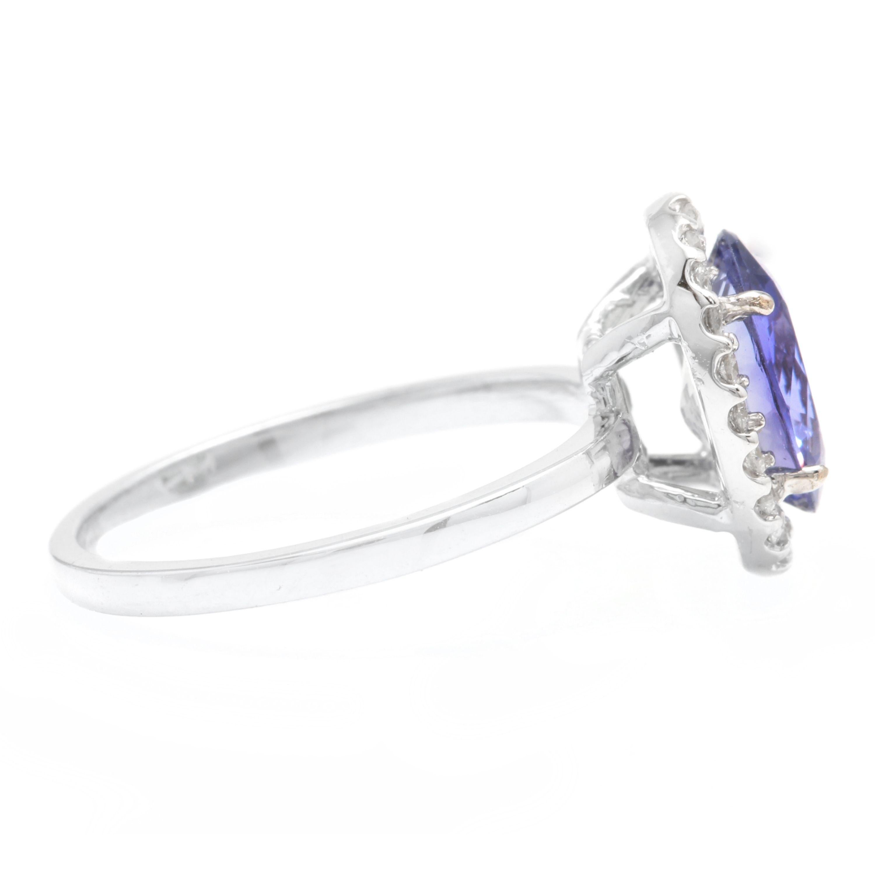 2,40 Karat natürlicher Tansanit und Diamant 14 Karat massiver Weißgold Ring (Rosenschliff) im Angebot