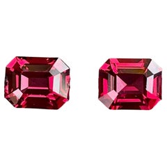 2.40 carats Red Burmese Spinel Stone Pair Emerald Cut Natural Gemstone 2.40 carats Red Burmese Spinel Stone Pair Emerald Cut Natural Gemstone
