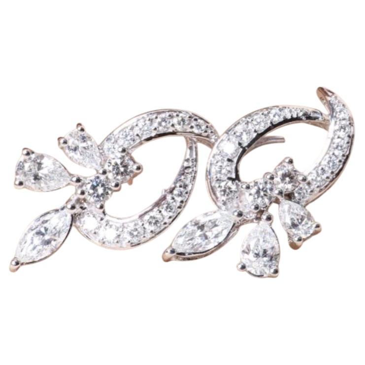 2.40 Ct Mixed Shape Diamonds 18k Gold Earrings