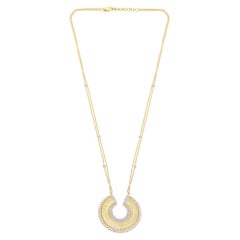 2.40 Ct SI/HI Diamond Pave Horseshoe Charm Pendant Necklace 14 Karat Yellow Gold
