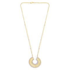 2.40 Ct SI/HI Diamond Pave Horseshoe Charm Pendant Necklace 14 Karat Yellow Gold