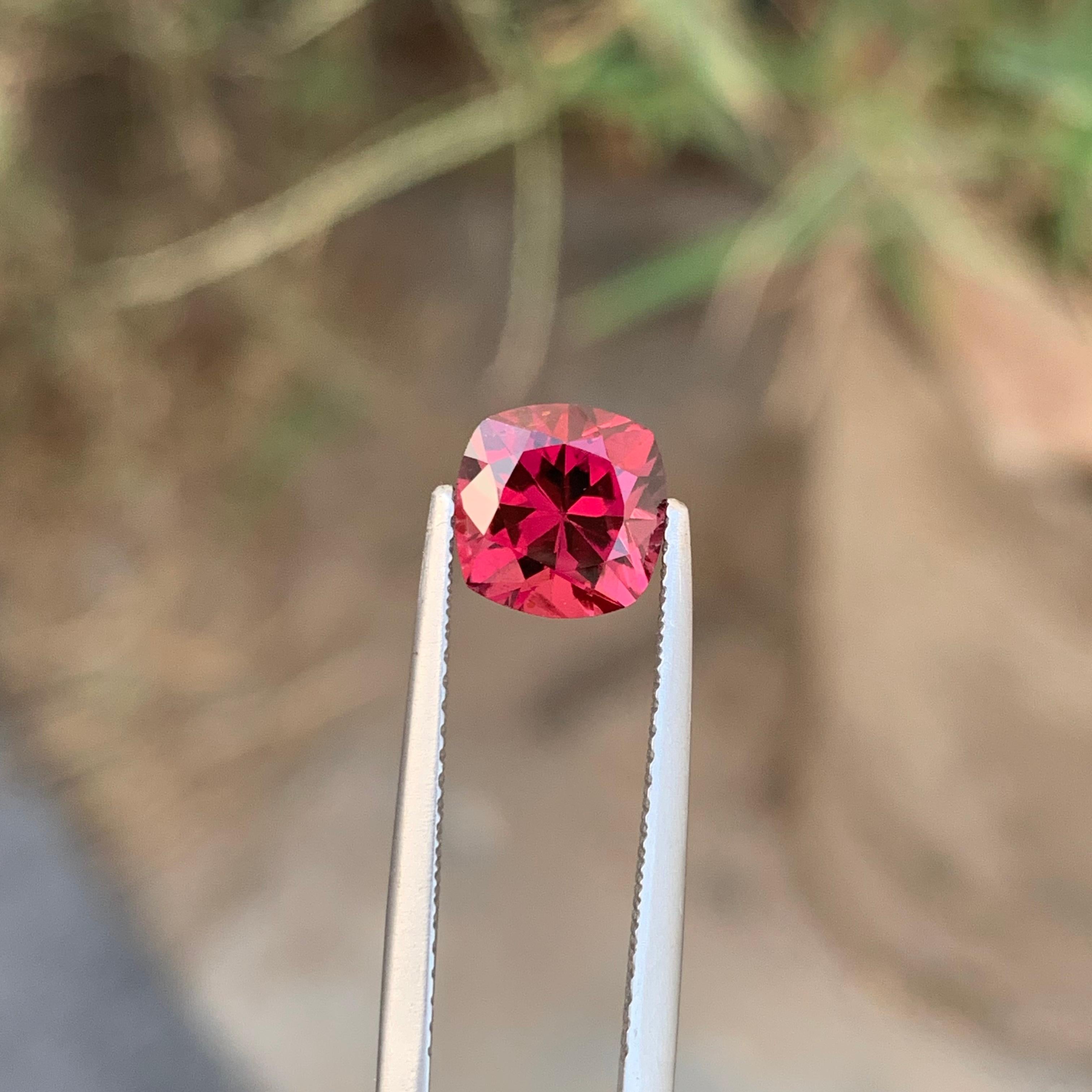 2.40 Cts Natural Loose Red Rhodolite Garnet Cushion Cut Gemstone From Tanzania  For Sale 5