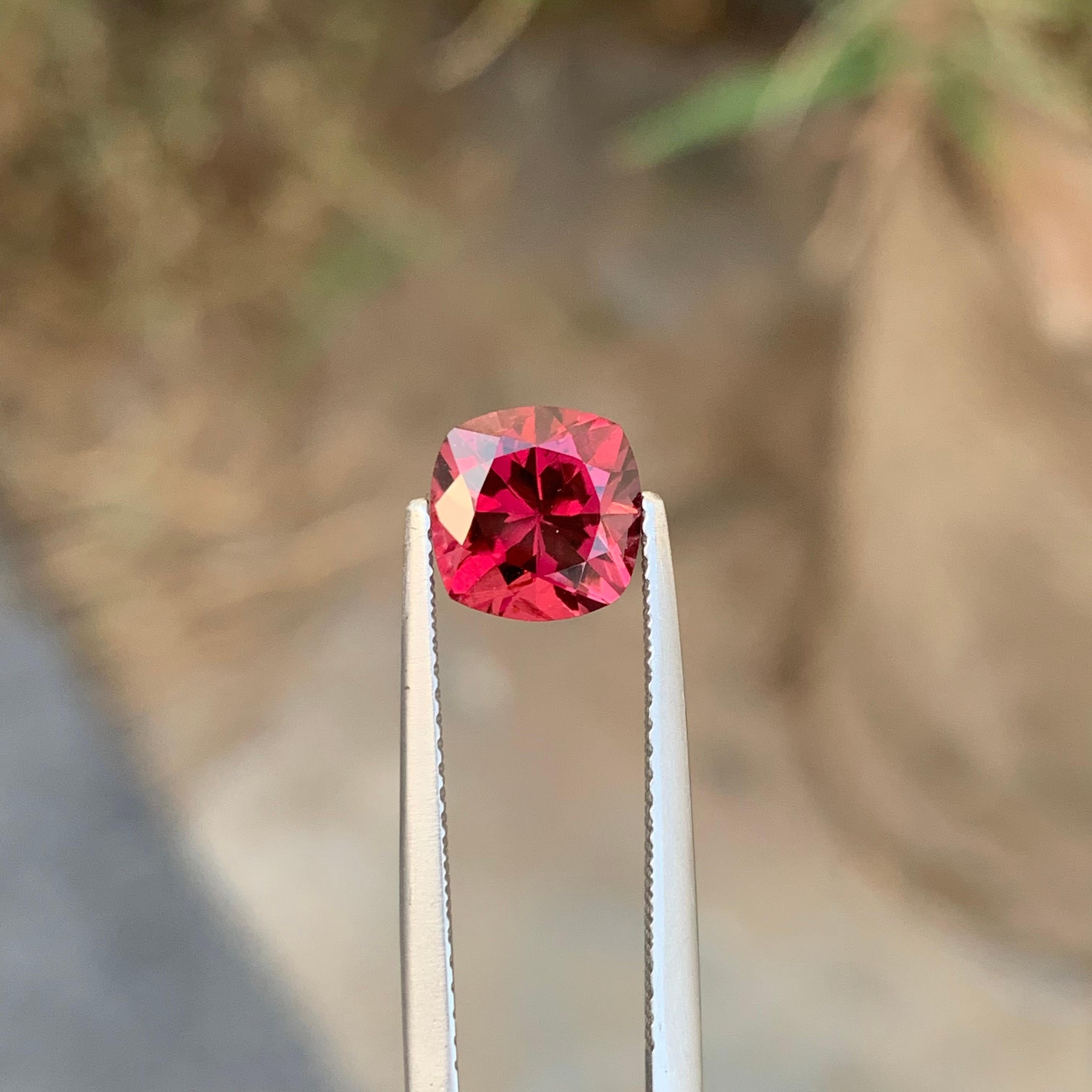 2.40 Cts Natural Loose Red Rhodolite Garnet Cushion Cut Gemstone From Tanzania  For Sale 7