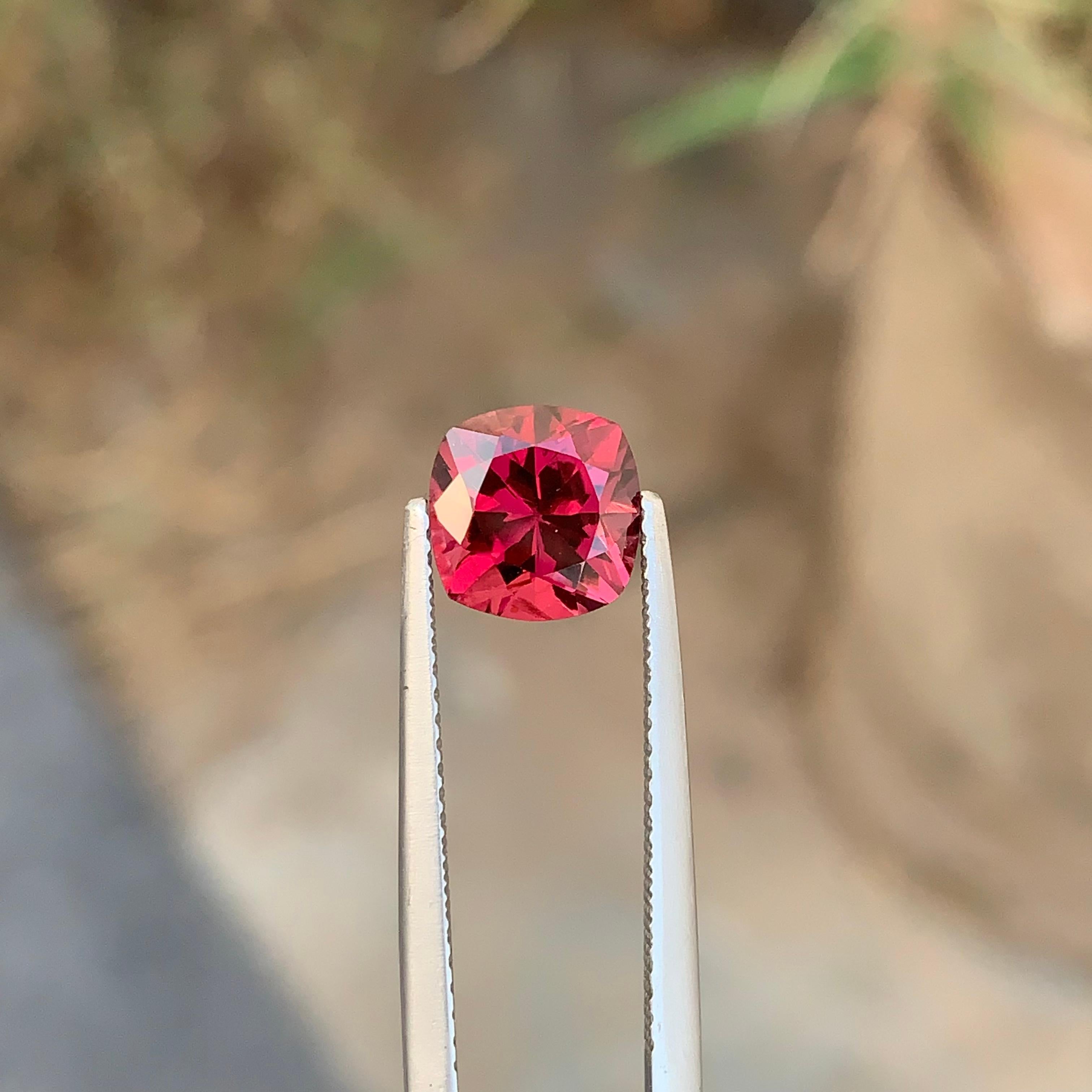 2.40 Cts Natural Loose Red Rhodolite Garnet Cushion Cut Gemstone From Tanzania  For Sale 8
