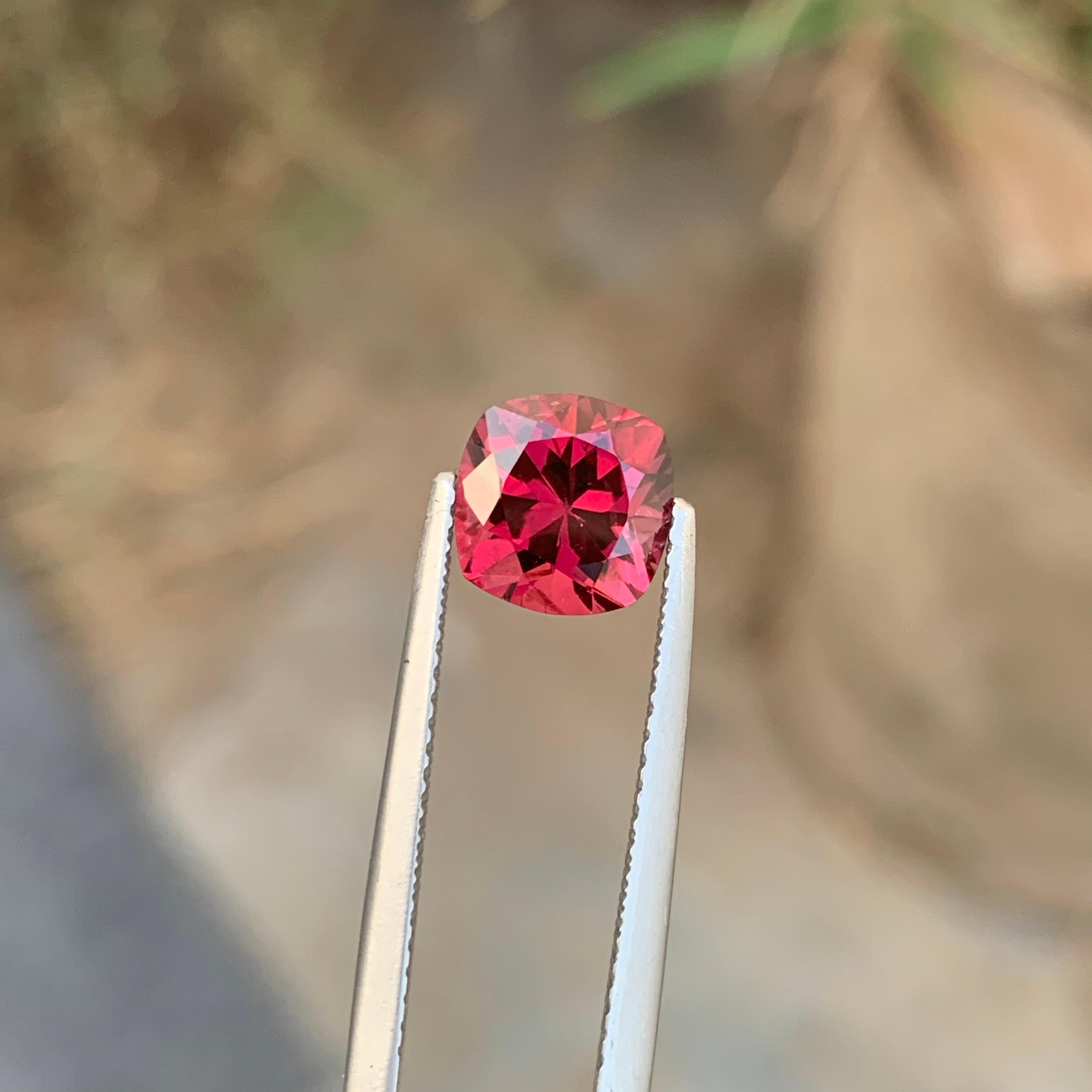 2.40 Cts Natural Loose Red Rhodolite Garnet Cushion Cut Gemstone From Tanzania  For Sale 9