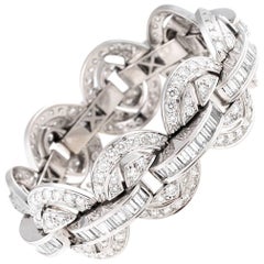 24.00 Carat White Diamond Chain Link Bracelet in 18 Karat White Gold