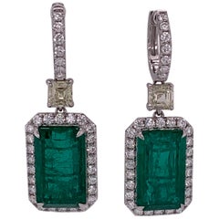24.02 Carat Emerald and Diamond Dangle Earrings