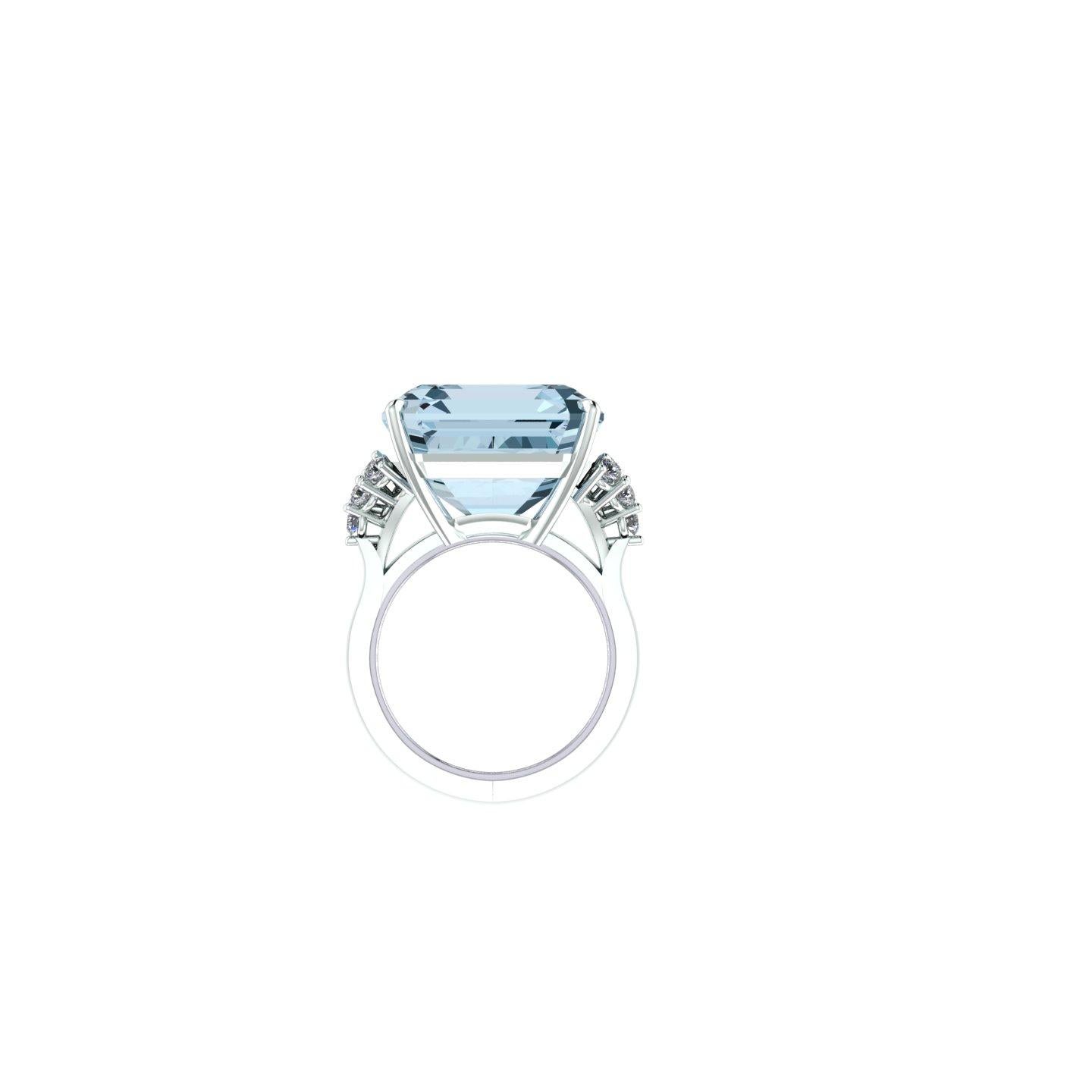 24.02 carats Natural Aquamarine, Setting in Platinum 950, side diamonds 0.36 carat G/F color, VS clarity,
setting size 7 or customer's size upon confirmation
