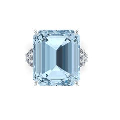 24.02 carats Aquamarine Setting in Platinum 950, side diamonds 0.36 carats
