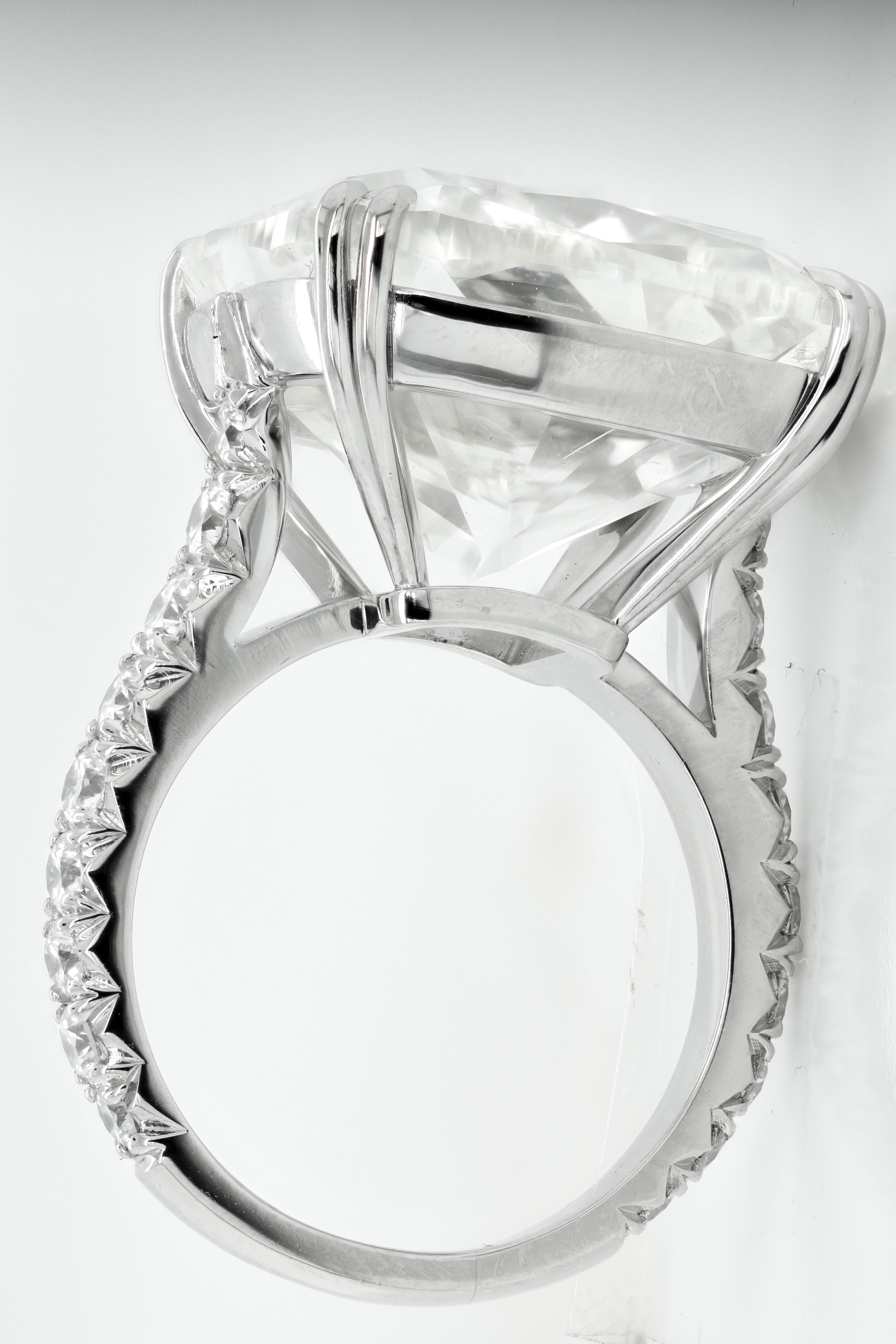 Women's or Men's 24.03 Carat Cushion Cut Diamond Engagement Ring For Sale