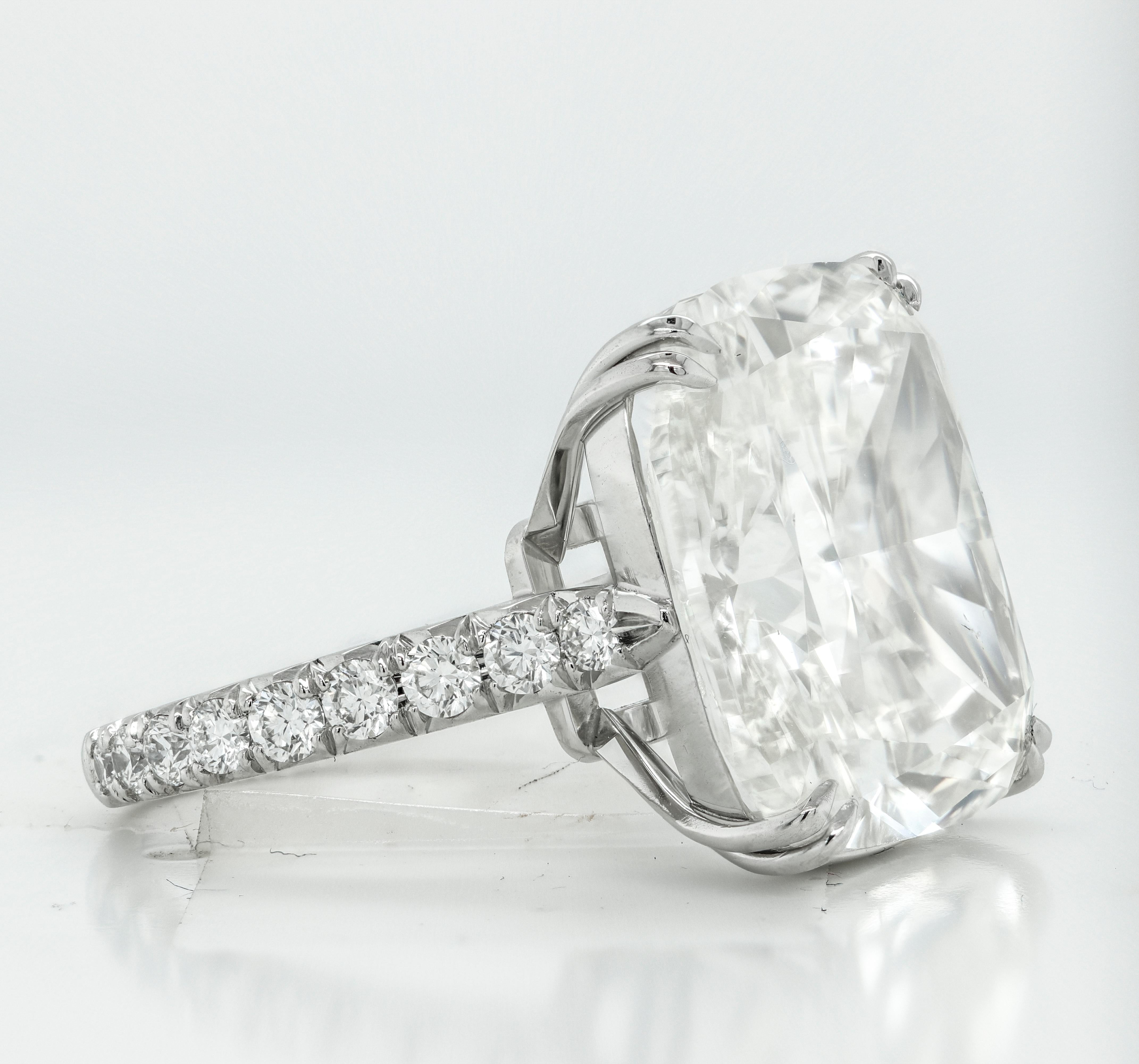 24.03 Carat Cushion Cut Diamond Engagement Ring For Sale 1