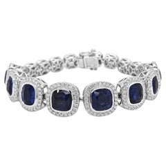 24.06 Carat Sapphire White Diamond White Gold Bracelet