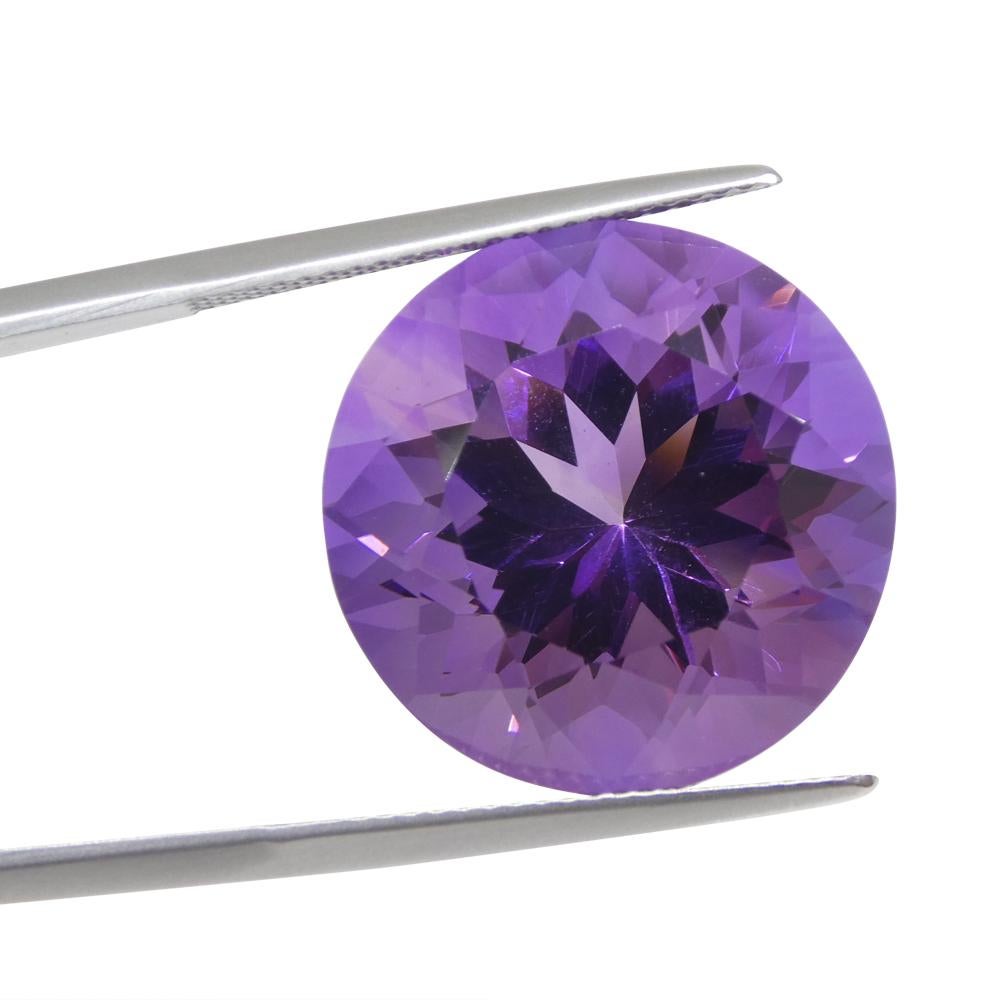 Brilliant Cut 24.08ct Round Purple Amethyst from Uruguay For Sale