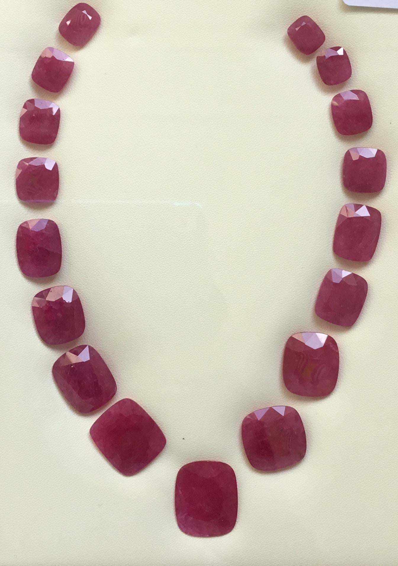 Art Deco 240.99 Carats Ruby Mozambique Cushion Faceted Cutstone Layout Heated Natural Gem For Sale