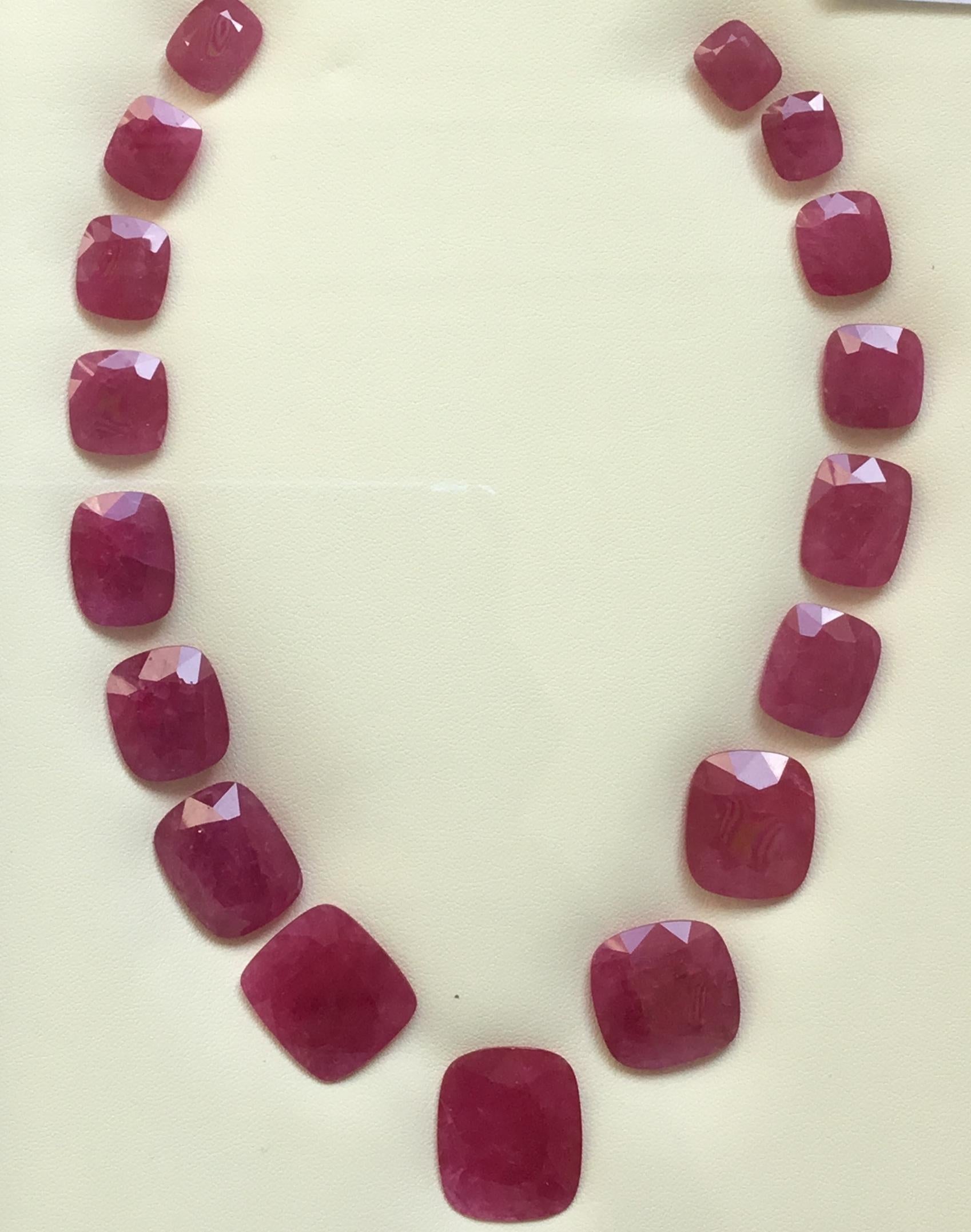 Cushion Cut 240.99 Carats Ruby Mozambique Cushion Faceted Cutstone Layout Heated Natural Gem For Sale
