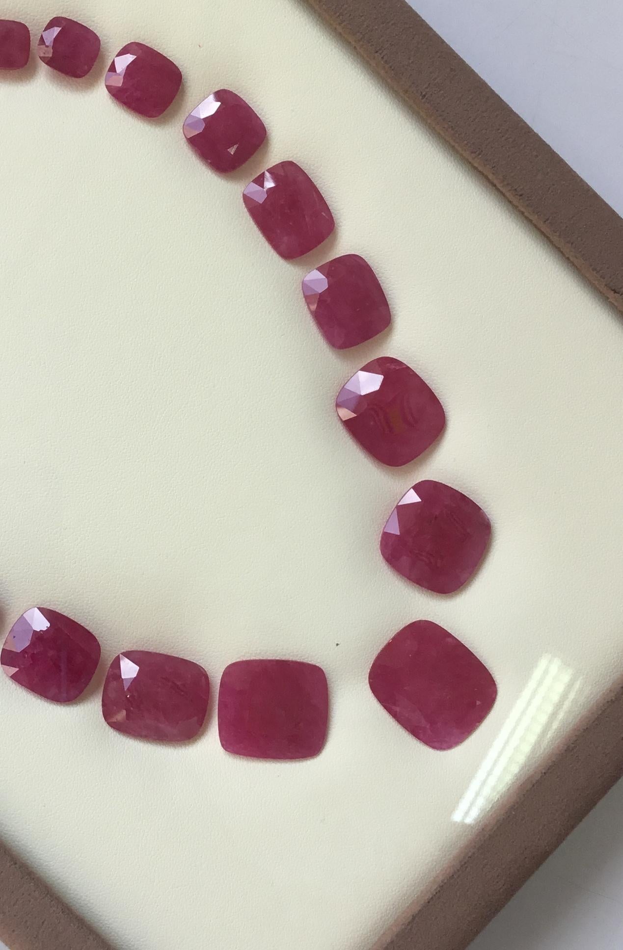 240.99 Carats Ruby Mozambique Cushion Faceted Cutstone Layout Heated Natural Gem For Sale 2