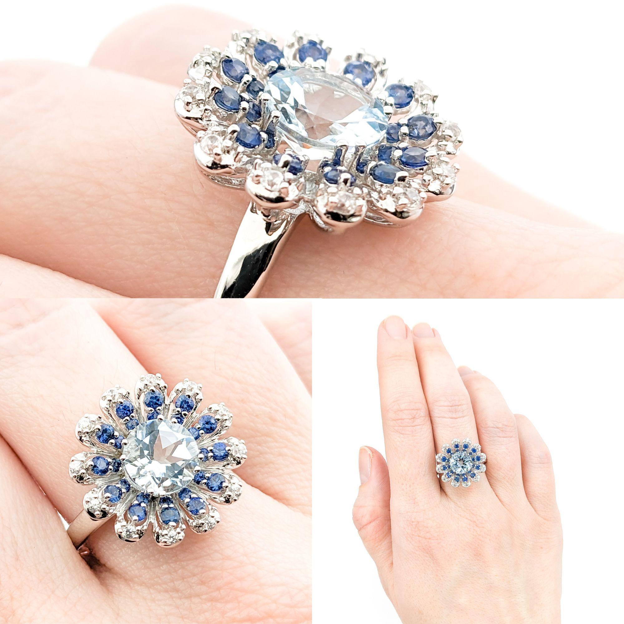 2.40ct Aquamarine & .60ctw Blue Sapphire Ring In White Gold


Introducing a stunning Ring crafted in 10kt white gold, showcasing a mesmerizing 2.40ct round Aquamarine. This piece is beautifully complemented by .60ctw Sapphires, adding a touch of