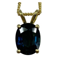 2,40 Karat natürlicher tiefgrüner blauer australischer Saphir 18k Gelbgold Anhänger