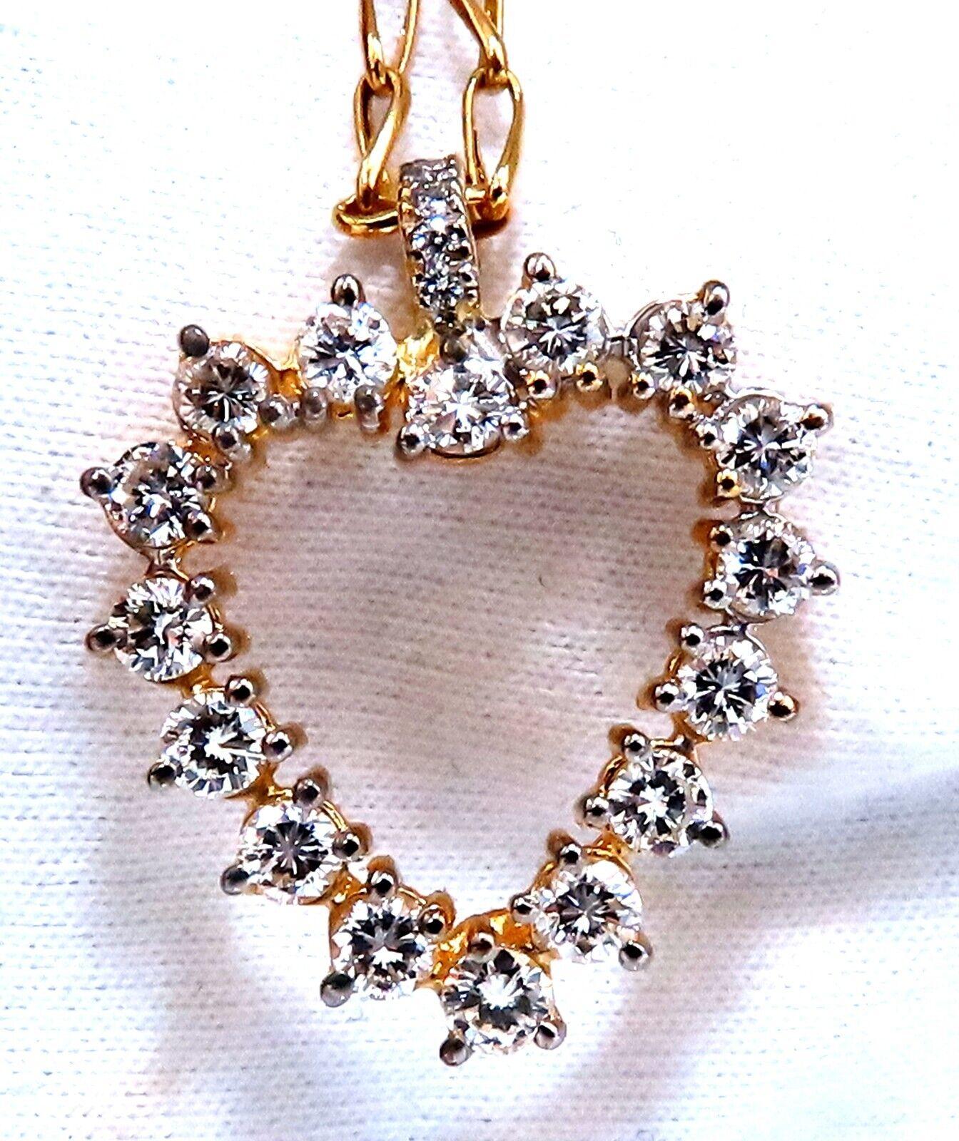 Women's or Men's 2.40ct natural diamonds open heart necklace 14kt g/vs For Sale