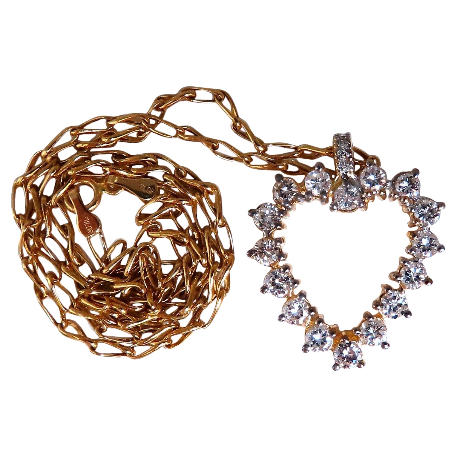 2.40ct diamants naturels collier coeur ouvert 14kt g/vs