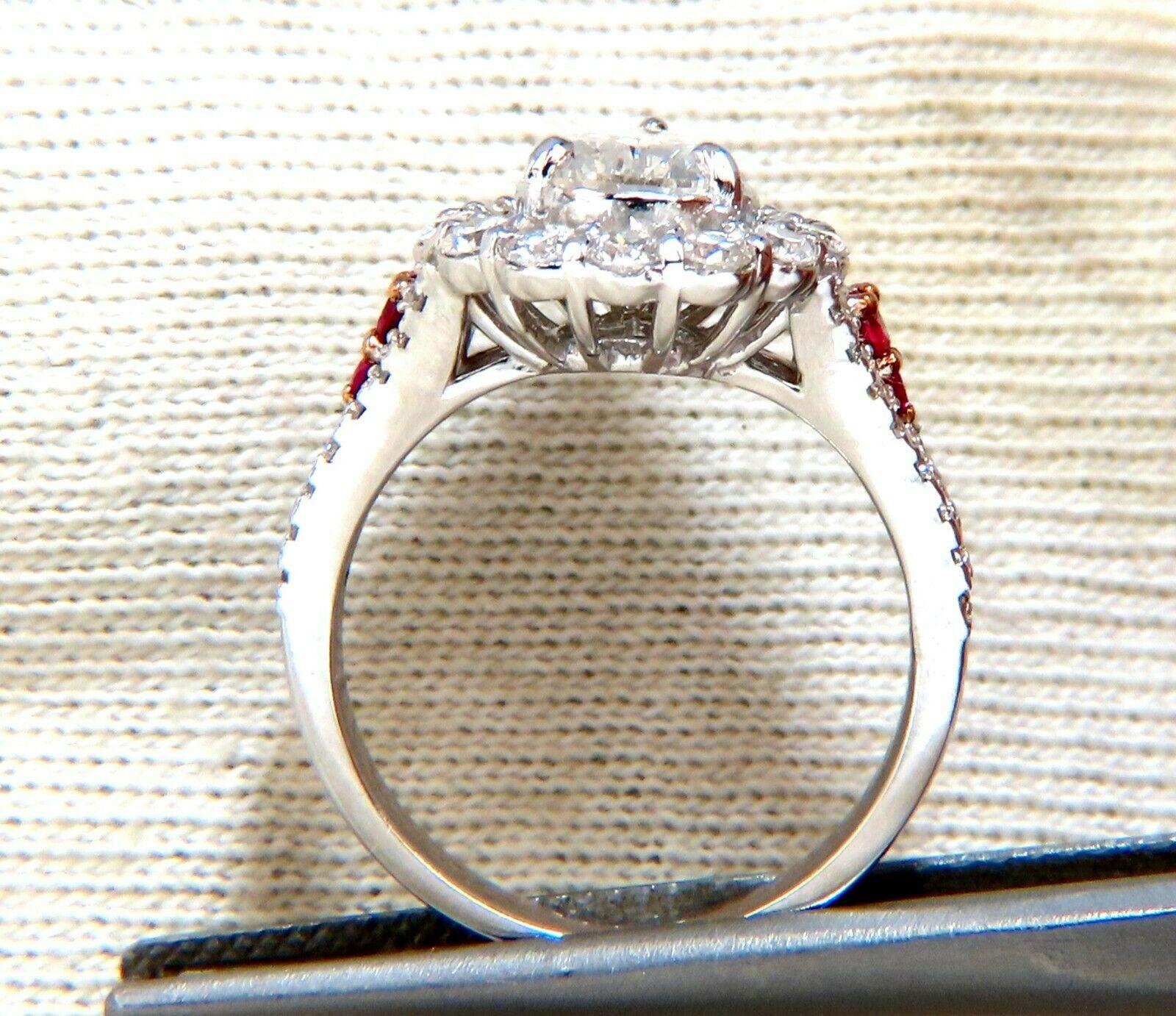 Pear Cut 2.40 Carat Natural Pear Shaped Diamond Ruby Cocktail Halo Cluster Ring 14 Karat For Sale