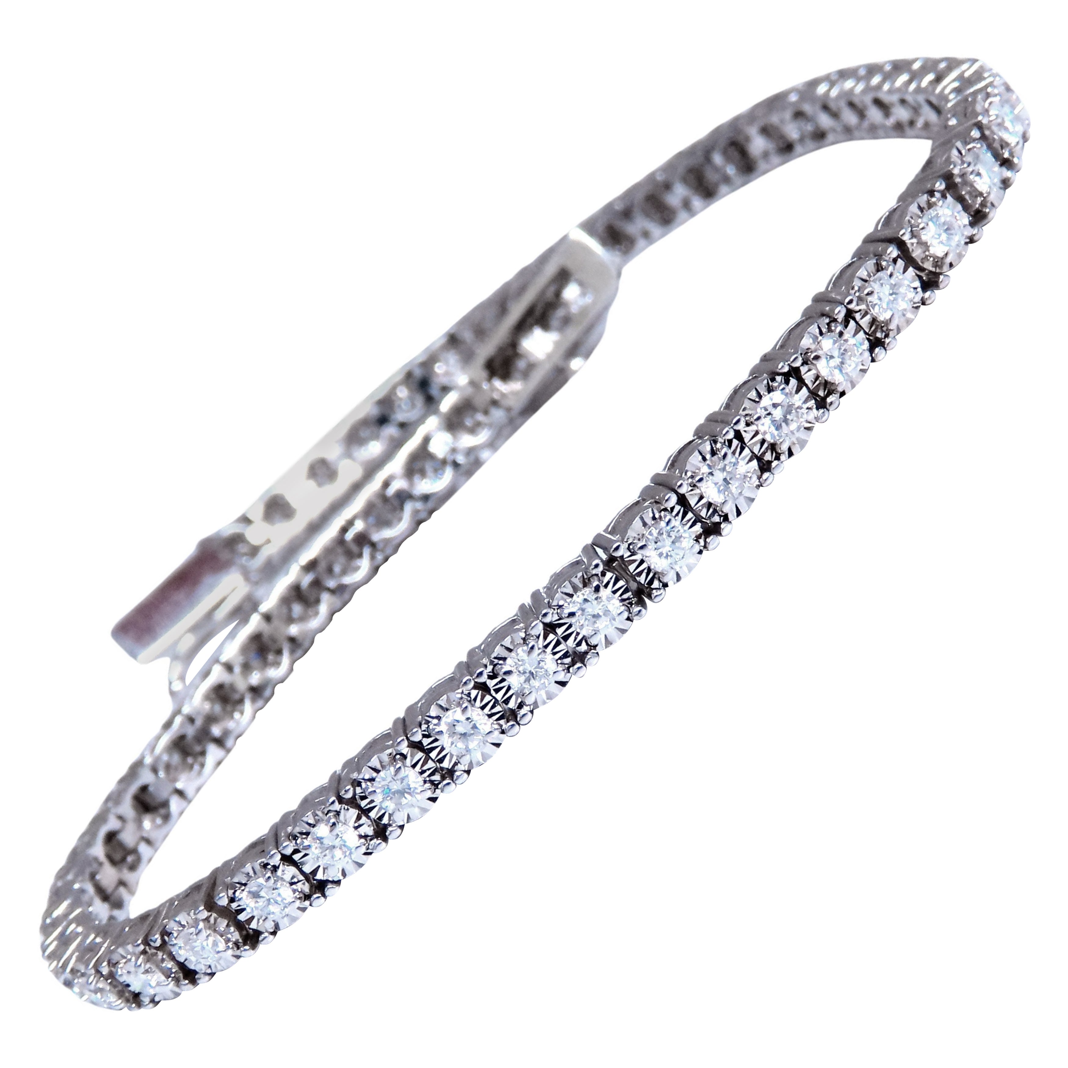 2.40ct natural round diamonds bracelet 14kt gold 12467*