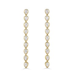 2.40ct Pear Shaped Diamond Bezel Set Drop Earrings