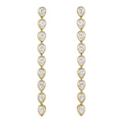 2.40ct Pear Shaped Diamond Bezel Set Drop Earrings