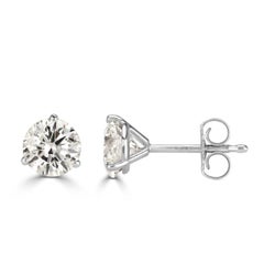 2.40ct Round Brilliant Cut Diamond Stud Earrings in 14k White Gold