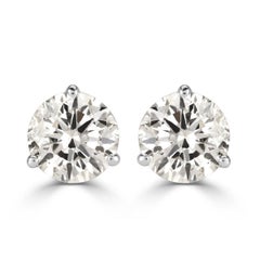 2.40ct Round Brilliant Cut Diamond Stud Earrings in 14k White Gold