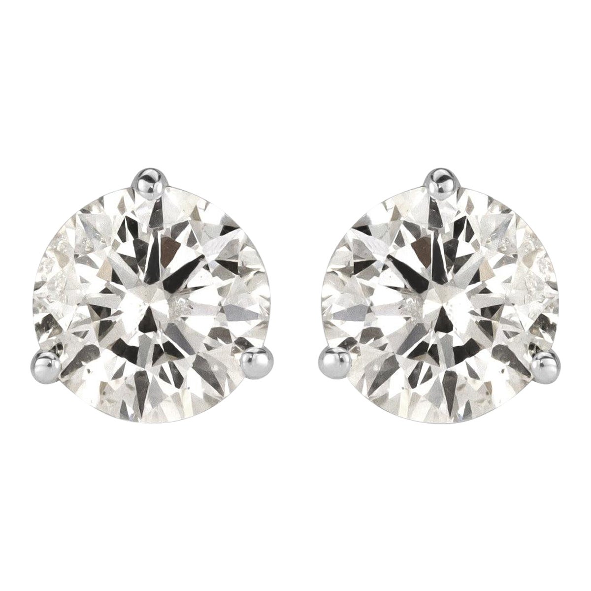 2.40ct Round Brilliant Cut Diamond Stud Earrings in 14k White Gold