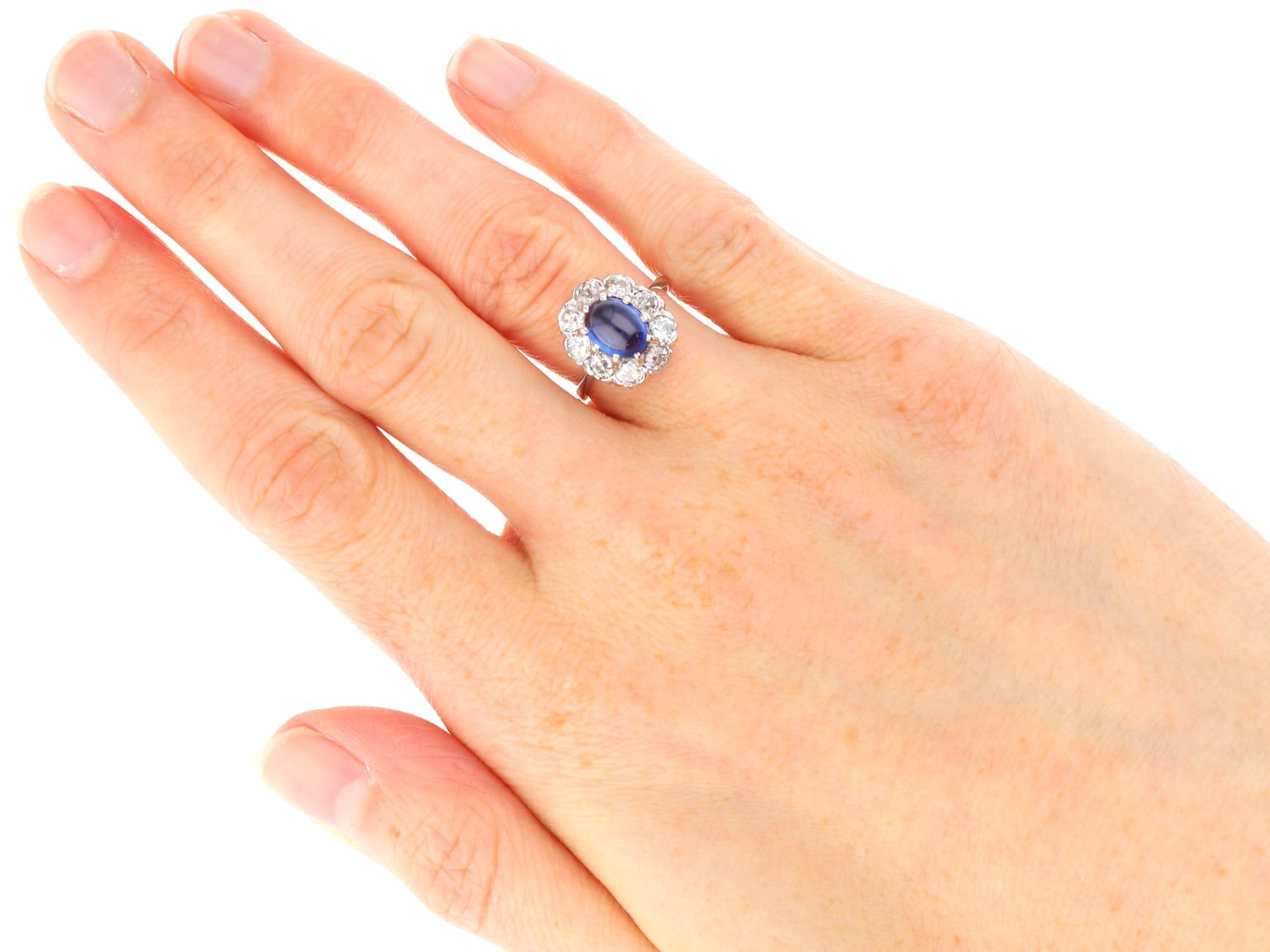 Bague de fiançailles en or blanc 14k avec saphir de 2,40ct et diamant de 1,20ct en vente 5