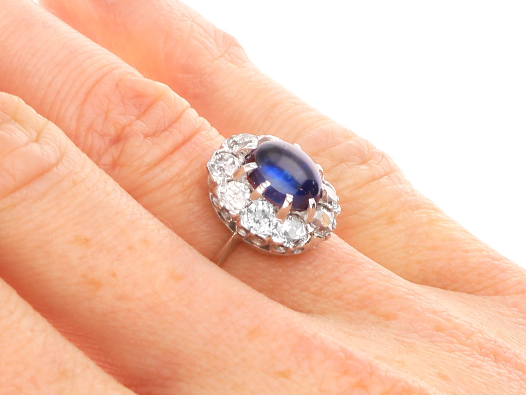 Bague de fiançailles en or blanc 14k avec saphir de 2,40ct et diamant de 1,20ct en vente 6