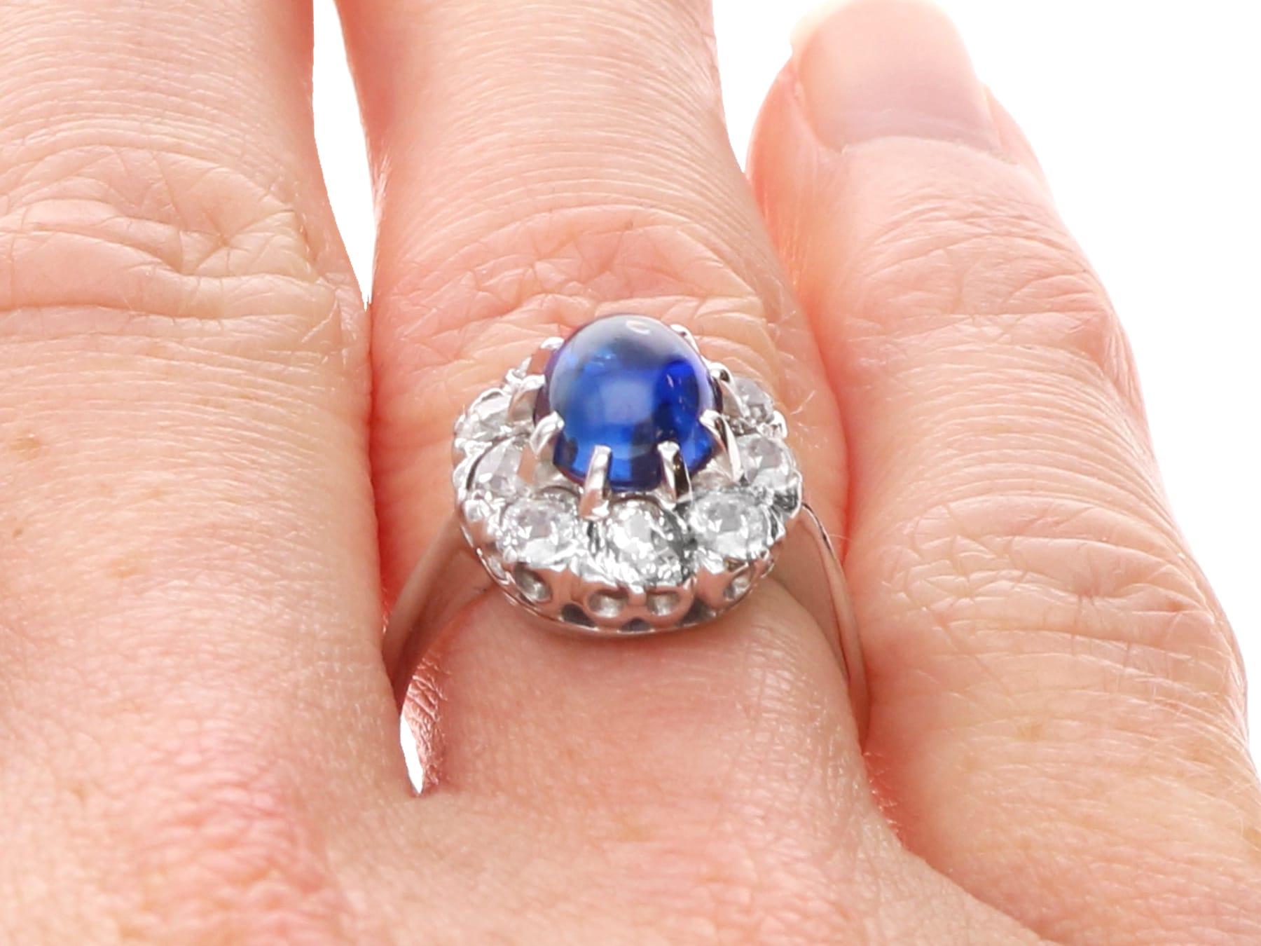 Bague de fiançailles en or blanc 14k avec saphir de 2,40ct et diamant de 1,20ct en vente 7