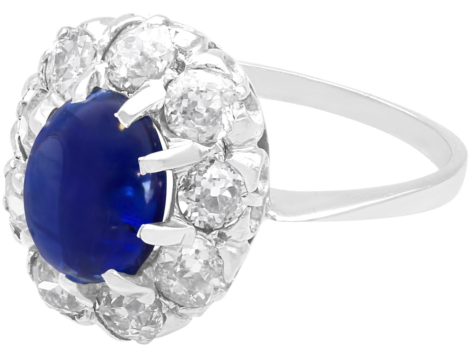 Bague de fiançailles en or blanc 14k avec saphir de 2,40ct et diamant de 1,20ct en vente 1