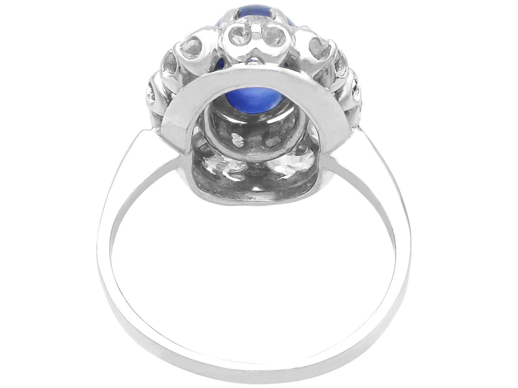 Bague de fiançailles en or blanc 14k avec saphir de 2,40ct et diamant de 1,20ct en vente 2