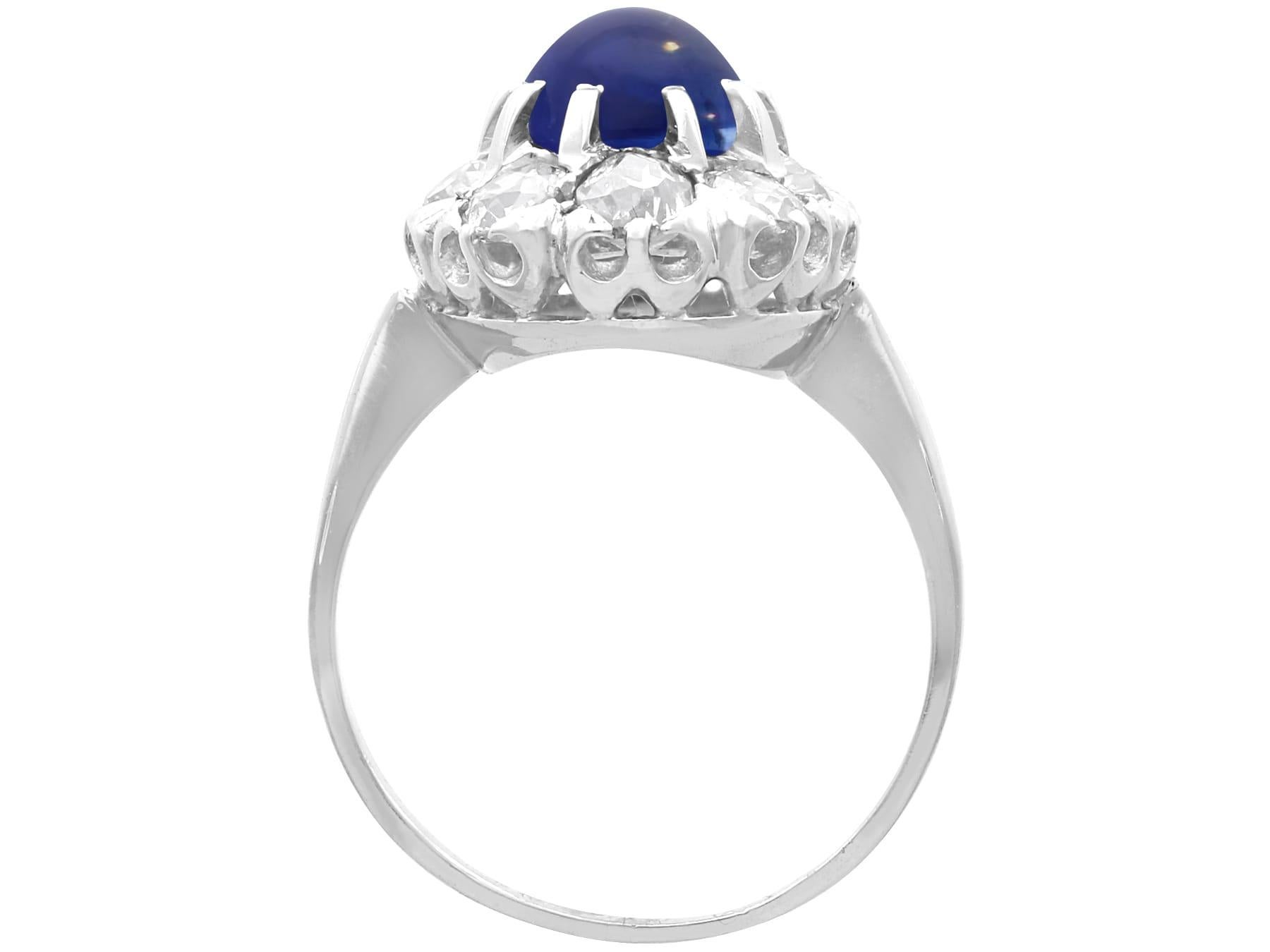 Bague de fiançailles en or blanc 14k avec saphir de 2,40ct et diamant de 1,20ct en vente 3