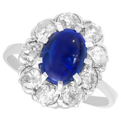 Bague de fiançailles en or blanc 14k avec saphir de 2,40ct et diamant de 1,20ct