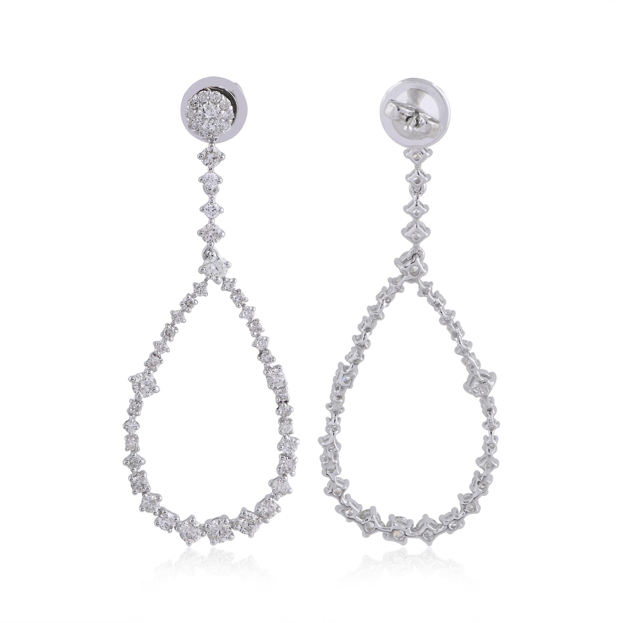 Moderniste 2.40ct SI/HI Diamond Dangle Wedding Earsings 18k White Gold Fine Jewelry en vente