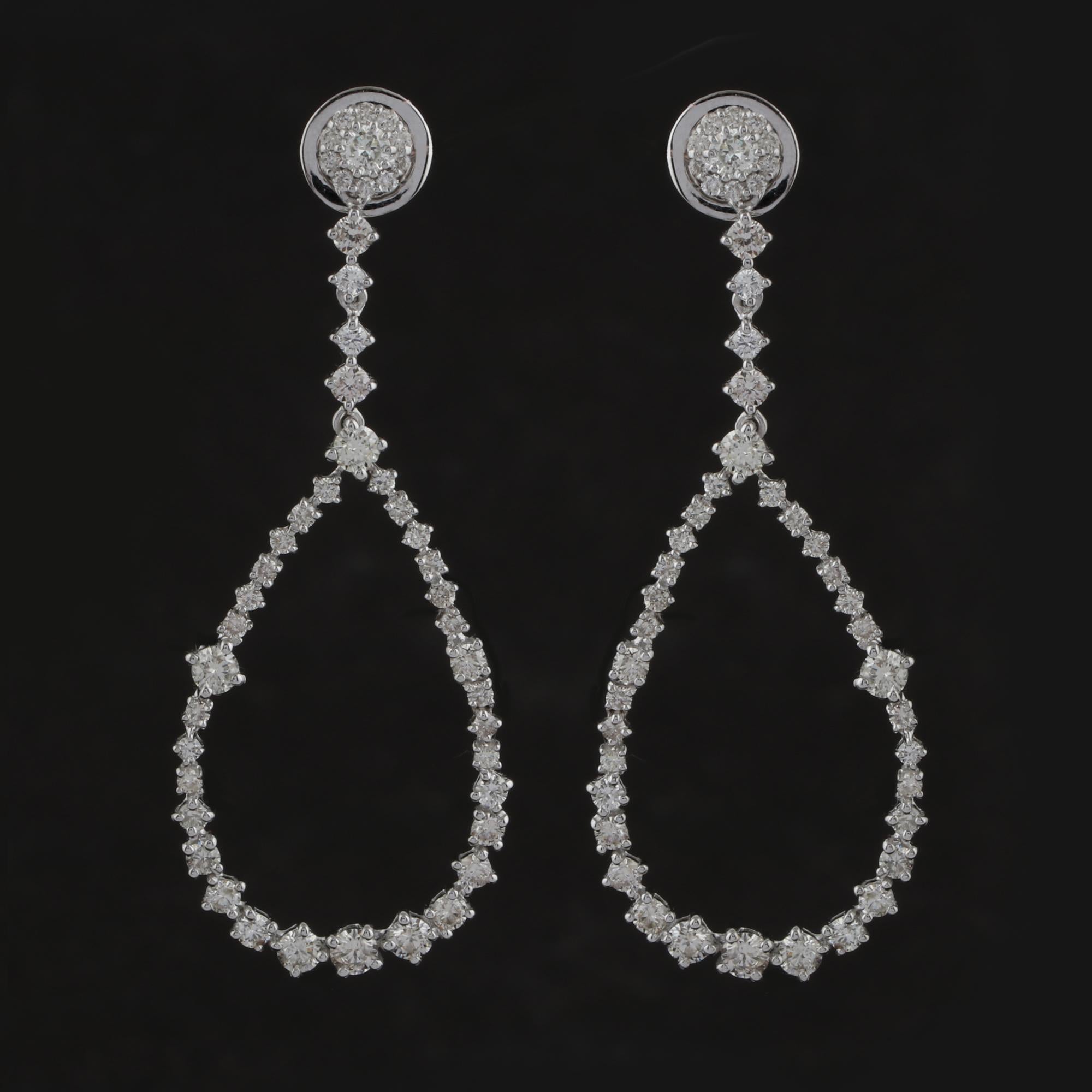 Taille mixte 2.40ct SI/HI Diamond Dangle Wedding Earsings 18k White Gold Fine Jewelry en vente