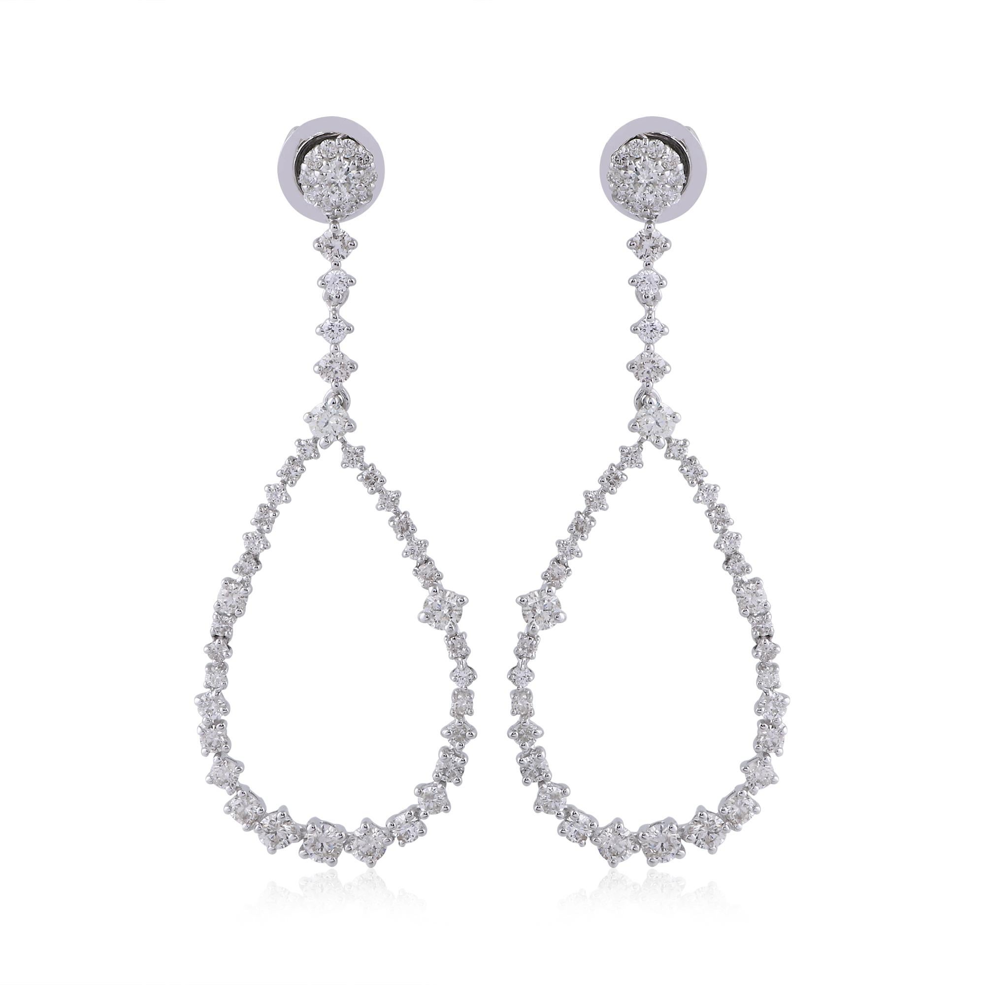 2.40ct SI/HI Diamond Dangle Wedding Earsings 18k White Gold Fine Jewelry Neuf - En vente à Diera, Dubai