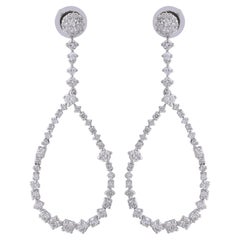 2.40ct SI/HI Diamond Dangle Wedding Earsings 18k White Gold Fine Jewelry