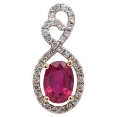 2.40cts Madagascar Ruby Diamond Pendant in 14K White Yellow Gold  Oval 7x5mm