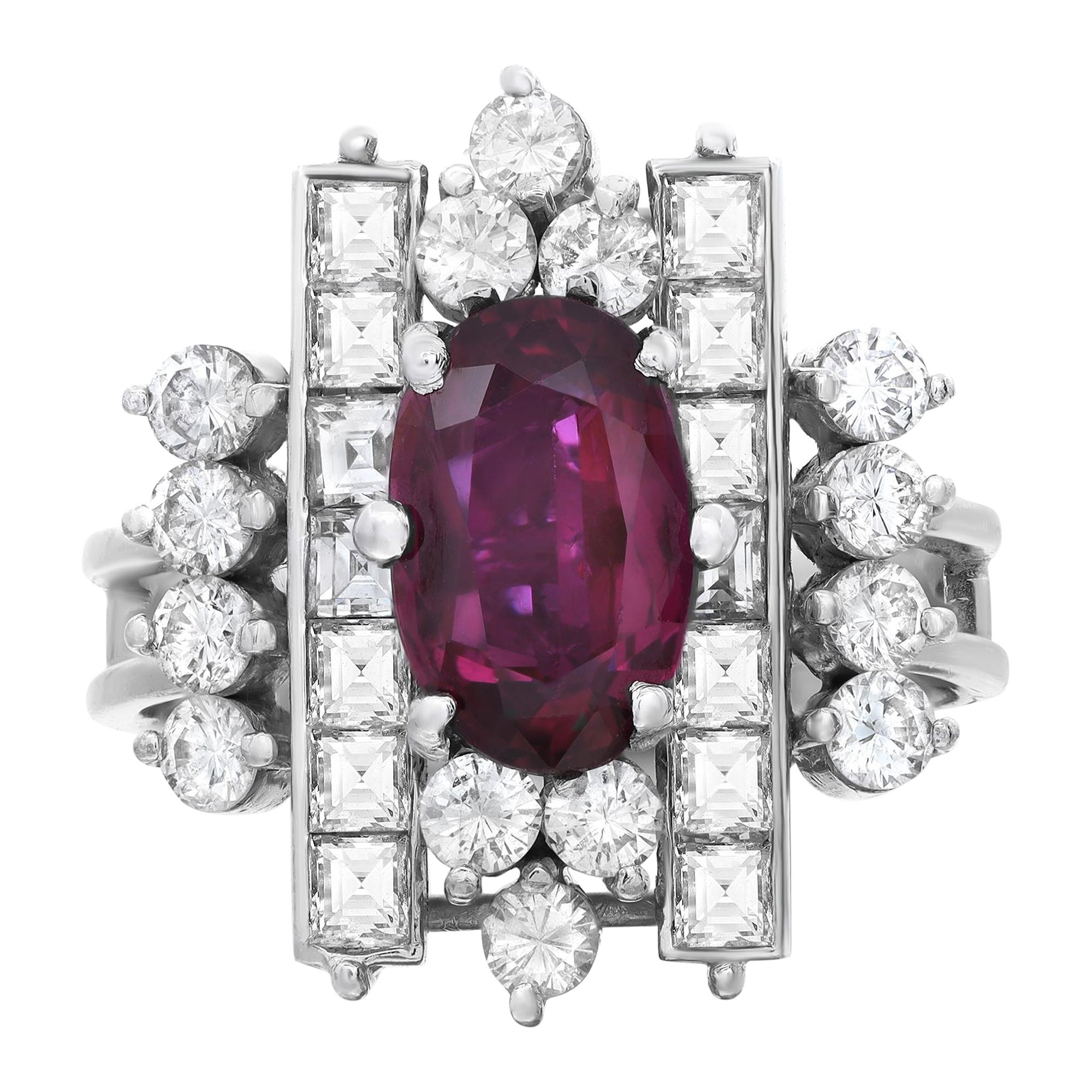 2,40 Karat Rubin & 2,15 Karat Diamant Cocktail-Ring aus 18 Karat Weißgold